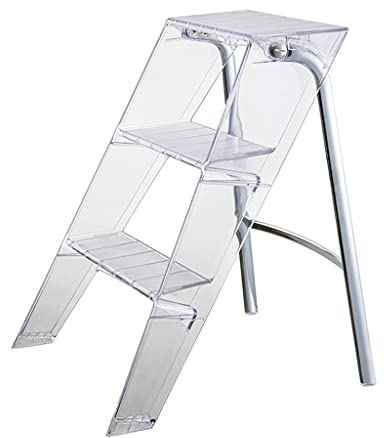 Transparente Faltbare Kleine Leiter Acryl rutschfeste Dreistufige Trittleiter Breite und Dicke Pedalstabile Tragende 150kg Stufenleiter Tragbar Mehrfarbig