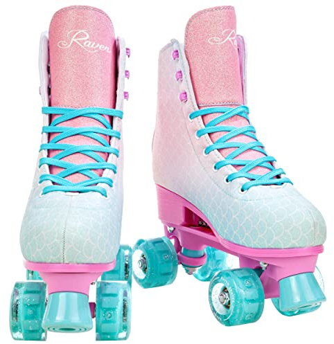 Raven – Pattini a rotelle per bambini, ragazze, adulti, bambini – Pattini a rot elle – In linea – Freno in PVC resistente – Ruote in gomma – Mides, taglia 35-38 (22,5-24cm)