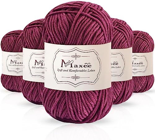 Maxee 250g(50gx5) Handstrickgarn Multicolor, Acryl Garn zum Stricken, Weicher Wolle zum Häkeln und Kunsthandwerk, Hand Knitting Garn zum Häkeln, Schals für Strickanfänger, Erfahrene Stricker