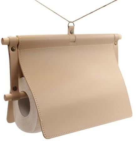 Alwida Handtuchhalter aus Leder, Toilettenpapierhalter aus Leder, Halterung mit Haken für Serviettenrollen, Vintage mit Lederband | Abdeckung für Toilettenpapierrollen