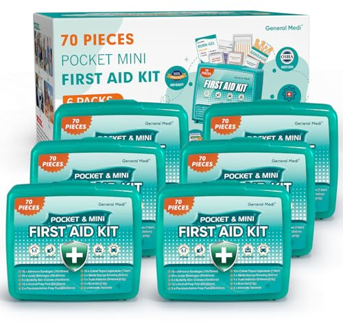 General Medi 420 Piece First Aid Kit, 6 Individual Boxes of 70 Items Each - Contains Premium Medical Supplies for Travel, Home, Office, Vehicle, Camping, Workplace & Outdoor (420 pcs, 6 Pack)