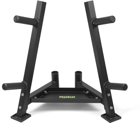 PhysKcal H2 Hantelscheibenständer, 2-in-1 Scheibenhalterung: 30 mm und 50 mm, Gewichtsständer bis 350 kg Belastbar, Schwarz -Hantelablage, Hantelständer