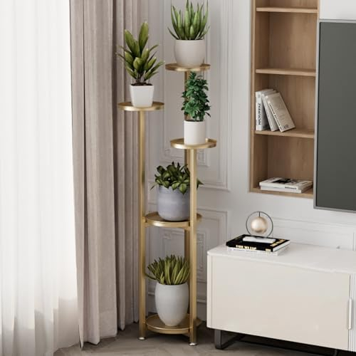 Pflanzenständer Metall, Pflanzenregal Blumenregal Indoor Outdoor Ecke Blumenregal Pflanzenregal für Mehrere Pflanzen, Blumenregal Display Rack für Balkon Wohnzimmer (Color : Gold, Size : 120cm)
