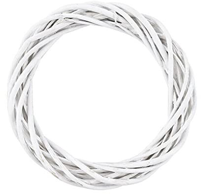 Guirnalda de ratán de Navidad para casa, oficina, hotel, puerta, guirnalda de madera trenzada para colgar en la puerta, 30 cm, color blanco