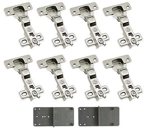LOOTICH 105 Grad Mittelanschlag Topfscharnier Standardscharniere 35 mm ohne Dämpfer mit Schließautomatik Scharniere für Küchenschrank Kleiderschrank Schranktür Möbel 8 Stück