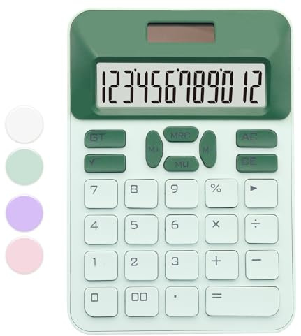 QpenguinBabies Calculatrice Verte, Bureau, Maison, École, Boutique, Basique, LCD, 12 Chiffres, Vert
