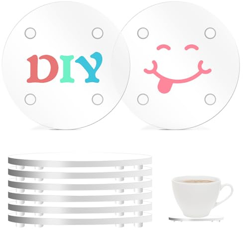 8 Pack Acrylic Coaster Round Transparent DIY Coaster for Desk DIY Clear Desk Coast Drink Cup Ornaments for Home Kitchen Bar Dining Table