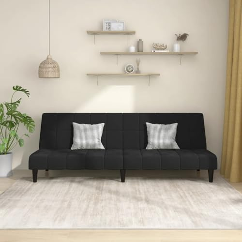 Xichuzi Schlafsofa 2-Sitzer Schwarz Samt, Loungesofa, Sofas & Couches, Relaxsofa, Couch für Wohnzimmer - 375844