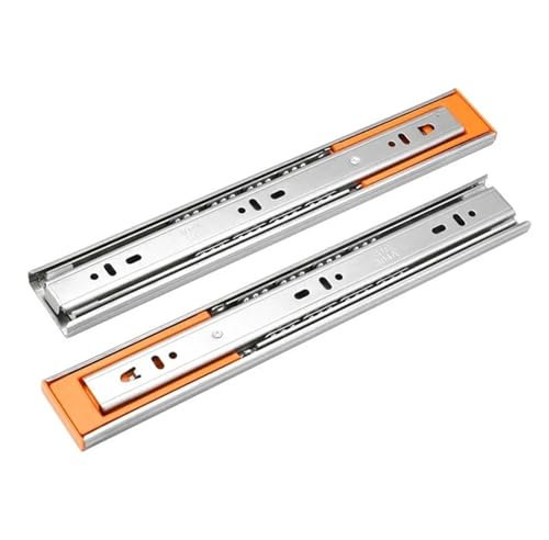 Guide scorrevoli per cassetti in acciaio inox con cuscinetti a sfera, chiusura ammortizzata, 40 cm, a tre sezioni, resistente, per cassetti