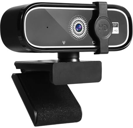 WAKEVLEO USB Webcam with Privacy Cover, Full HD 1080P Webcam for PC and Laptop, Plug-and-Play, webcam with Microphone,Auto Light Correction, 360° View Web Cam for Live Streaming, gaming (1080P)