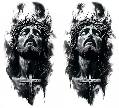 2 Blätter Temporäres Religiöse Kreuz Jesus Tattoo Fake Tattoo NAG124x2