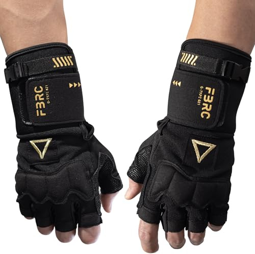 Fabric of the Universe Tactical Fingerless Logo Gloves (Black Gold G-Type 021, Large)