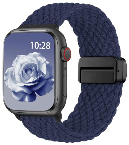 Bracelets Tressé Compatible avec Bracelet Apple Watch 40mm 41mm 42mm 38mm | Magnétique Fermoir, Elastique Nylon Bracelets, pour iWatch Series 11 10 9 8 7 6 5 4 3 2 1 SE Ultra 3/2/1 Femmes et Hommes