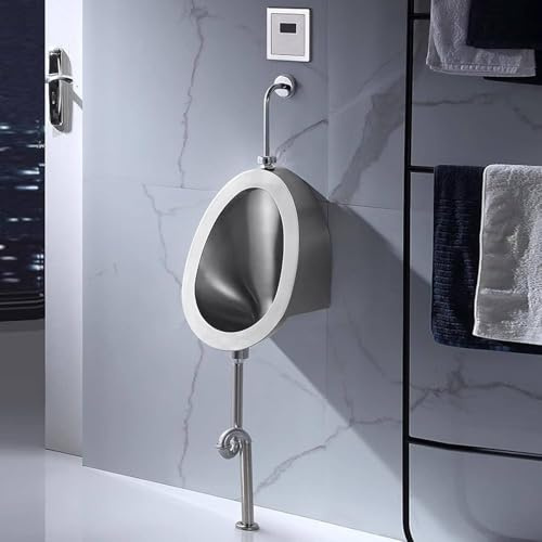CCKUYT Urinarios, Urinario con Cisterna para Hombres, Inodoro de Acero Inoxidable de Pared, Urinario Comercial para Adultos, Urinario Vertical con Sensor