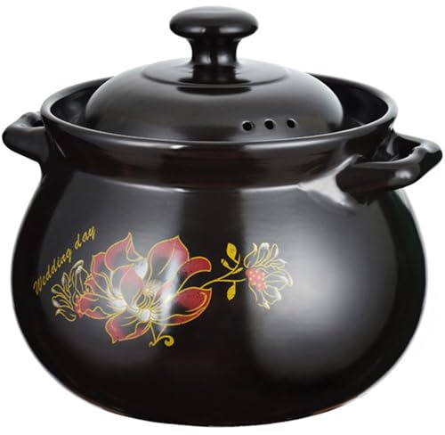 Olla de cerámica for cocinar, cacerolas pequeñas cobre, cacerola, olla barro con tapa, redonda resistente al calor for guisar, for sopa