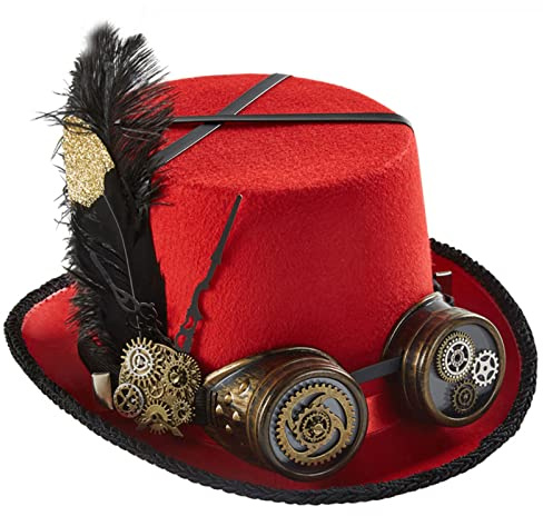 Uqezagpa Steampunk - Sombrero de viajero del tiempo para hombre, con gafas, accesorios de fiesta de Halloween, steampunk