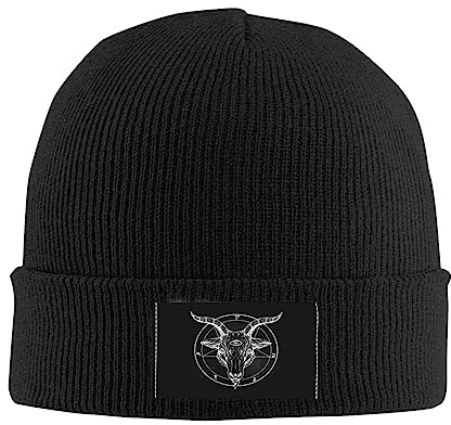 Stickad mössa pentagram med demoner baphomet satanisk get beanie hatt andas muffrad hattar vindtät mössa mössa för löpning fiske vandring