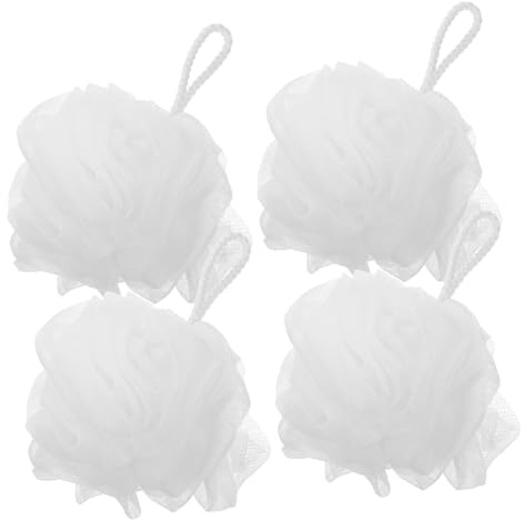 PLAFOPE 4 Esponjas de Baño de Lufa para Ducha Ultra Suaves y Grandes, Exfoliantes Corporales de Pe en Forma de Bola, Accesorios de Ducha Ideales para Limpieza y Cuidado Baño