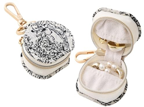 KASESSS Joyero Viaje Pequeño, Jewelry Organizer, Joyero de Viaje con Cremallera y Gancho, Portáti Mini Organizador de Joyas con Forro de Terciopelo para Guardar Pulseras, Collares y Anillos