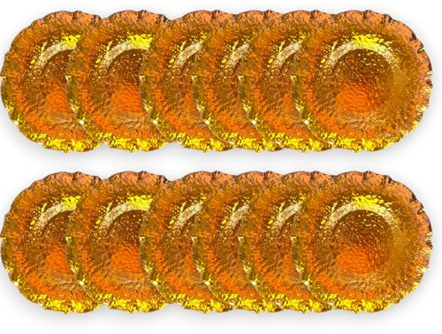 KORAT Set Sottopiatti Effetto Martellato 33 cm – 3 Colori (Rosso, Oro, Argento) – Sottopiatto Decorativo in Plastica Leggera per Tavola, Feste, Natale ed Eventi Eleganti (12, Oro)