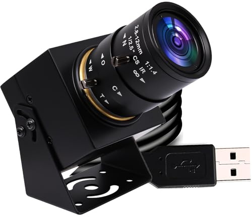 USB-Kamera, 1080p Full-HD-Webcam, 2-Megapixel-Industriekamera für die Bildverarbeitung, 2,8–12 mm Varioobjektiv, manueller Fokus, Webcam mit 100 fps/60 fps/30 fps für Windows, Mac, Linux und Android