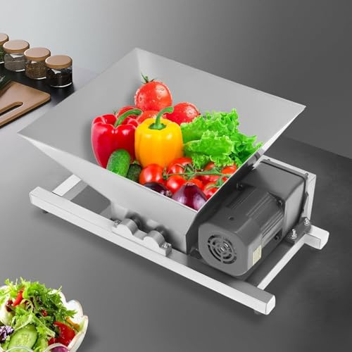 Molinillo eléctrico de frutas, máquina de molienda de salida de 20 kg/h con tolva de 4 litros de capacidad, adecuado para triturar uvas y manzanas en el hogar, fábrica, almacén y granja