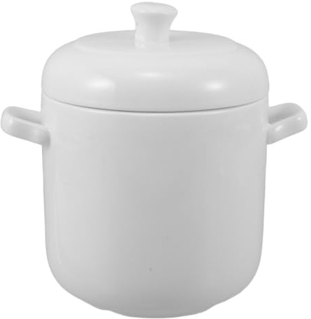 Operitacx Olla Sopera de Cerámica de 950ml con Tapa y Doble Asa para Cocinar al Vapor con Distribución Uniforme de Calor Adecuado para Comidas Familiares Diarias