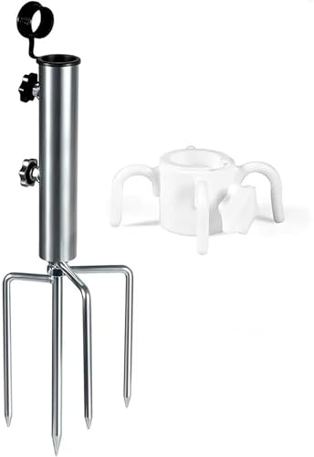 HLTYGWX Heavy-Duty Umbrella Base Stand for Beach Umbrella Flagpole Holder Sand with Garden Stakes Portable Support for Outdoor Stability and Weather-Resistant