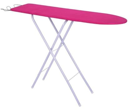 MSV - Table à Repasser - Acier Solide - 122x30x80 cm - Plateau Bois 107x30 cm - Couleur Rose, Vert ou Bleu - Stabilité et Confort - Design Compact et Léger