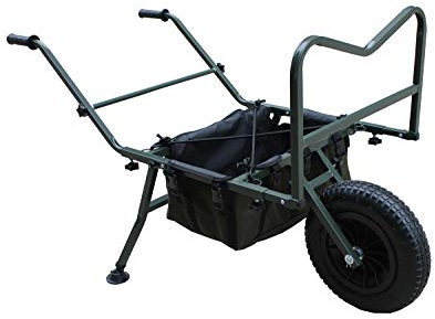 MK-Angelsport Grand chariot de transport pour pêcheur, diable avec essieux réglables, cadre stable et surface de chargement extra large – Espace pour chaise longue et chaise – Pliable et tout-terrain