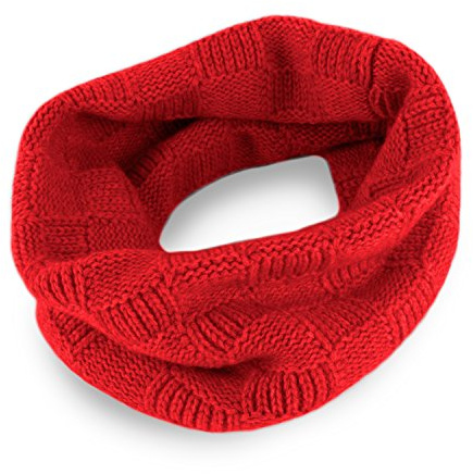 Love Cashmere Damen 100% Kaschmir-Schlauchschal mit Schachbrettmuster - Hellrot - Handgefertigt in Schottland