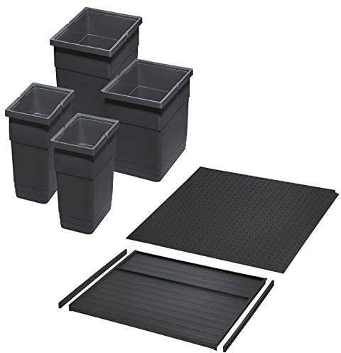 Sistema de separación de residuos Ninka eins2vier KB 600 mm, grosor lateral 16 mm, altura 275 mm, 2 x 6 L, 2 x 13,5 L, para caja de arena Tandembox