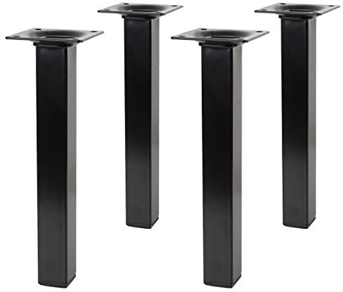 4er Set schwarze Möbelfüße Eckig 25 x 25mm Höhe 150mm Möbelstützen aus Metall