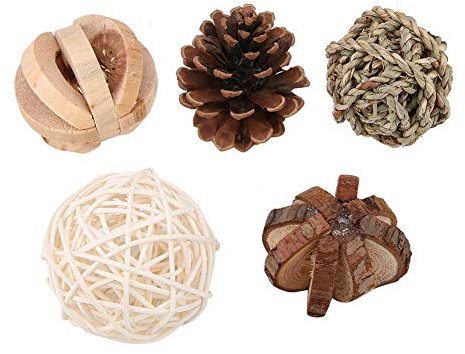 Zerodis 5 pezzi Giocattoli di Legno per Piccoli Animali Masticare Giocattoli per Criceto Ratto Palla di Legno Gioco di Attività Cura dei Denti di Coniglio Giocattolo