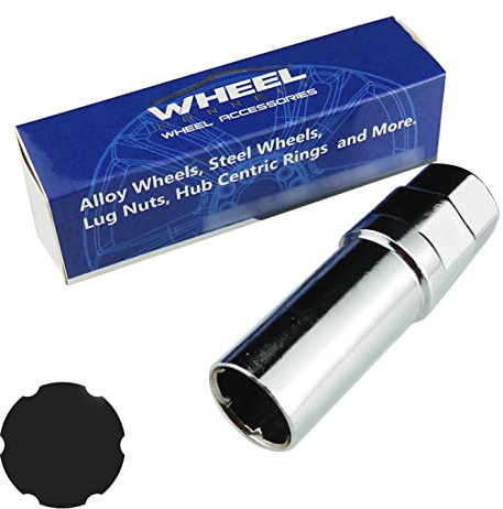 WHEEL CONNECT Lug Nuts Key for 6 Spline Drive Lug Nuts and Bolts with Shank Diameter 17.3mm. Spline Socket, Chrome Finish, Light Version.