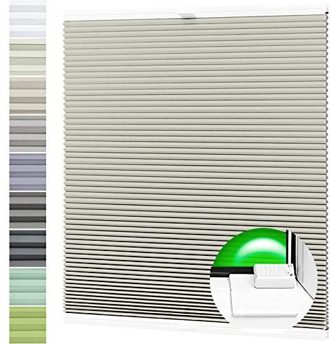 Wabenplissee Verdunklung Thermo Plissee Kleben Ohne Bohren Hellbeige Rückseite Weiß 80x80 cm