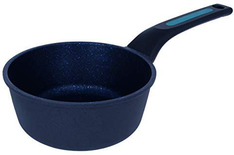 Arcos Cazo Antiadherente 16 cm, Aluminio Fundido, Apto para Todas las Cocinas, Mango Ergonómico, Ahorro Energético, Lavavajillas, Negro/Azul, Serie Thera | Apta para cualquier cocina. Mango ergonómico de plástico y silicona, ahorro energético, lavavajillas.