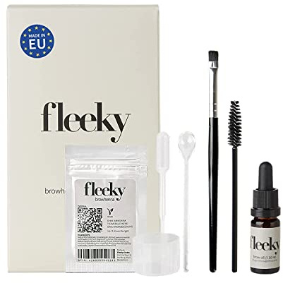 fleeky Browhenna Kit - color de las cejas en fleek, polvo de color de henna para la coloración natural de las cejas, ideal para regalar (Mini, marrón oscuro)