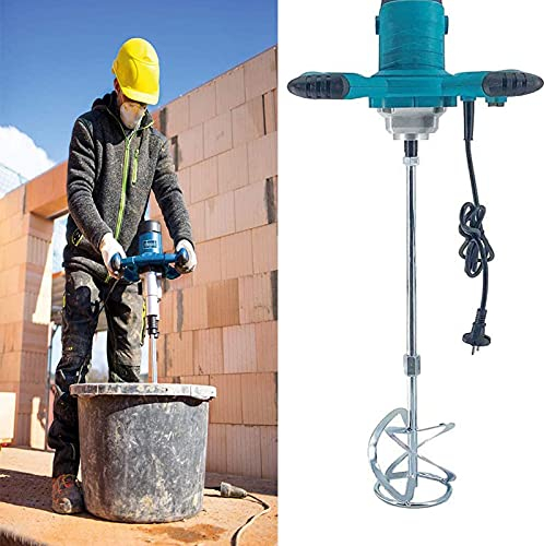 HGJDKSJ Betoniera Elettrica per Trapano, Miscelatore per Malta, Ambio a 6 Marce, 0-930 Giri/Min, M14, Asta a Spirale Cromata, 60 cm, Agitatore per Malta Ø 120 Mm, per Miscelatori Fino A 65L