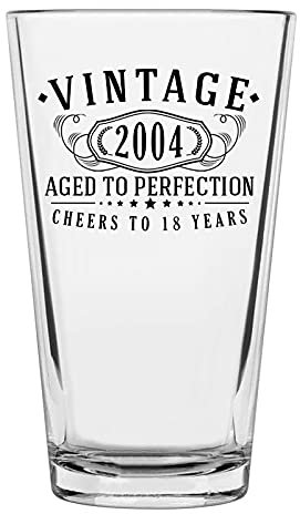 Spotted Dog Company Vintage 2005 Printed 16oz Pint Beer Soda Pub Glass - Aged to Perfection - 20th Birthday Gifts for Him Men - 20 Years Old Decorations Anniversary for Her Women 2.0