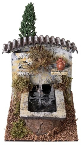 Holyart Krippenbrunnen: Brunnen mit Baum für Krippe, 15x10x20 cm