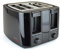 KitchenPerfected 4 Slice Wide Slot Toaster, 7 Browning Settings, Defrost/Reheat/Cancel, High Lift, Centralisation Even Toasting - Black - E2115BK