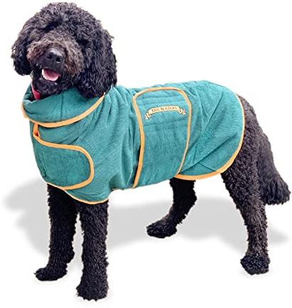 TAIL BLAZERS™ Super saugfähiger Hunde-Trockenmantel, doppellagig, Mikrofaser, mit D-Ring für Autosicherheit, Handtuchmantel, Haustiertrockner, hält Hunde trocken und warm, Camping- und Strandzubehör