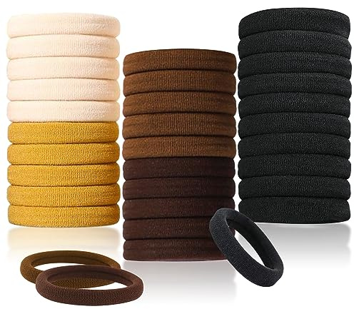 Sularpek 30 Pcs Elastique Cheveux Epais en Coton de 4 cm, Liens de Élastiques, Pour Femmes Hommes et Enfants