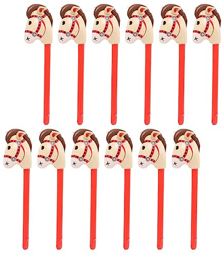 MAGICLULU Spielset Für Kinder 12 Stück Aufblasbare Pferdekopf-Stöcke Pferdekopf-Stick Ballonbühne Interaktiver Stick Jubel-Requisiten Für Pferde-Motto-Geburtstagsfeier Mini-Spielzeug