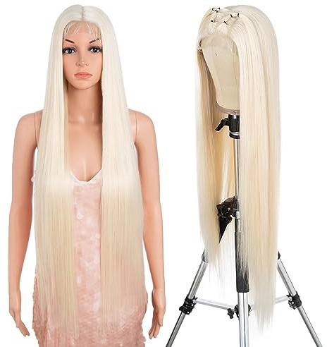 Style Icon Perücke 38 Inches Super Long Straight Wig 13x4 Lace Front Wig Free Part Long Straight Synthetic Lace Wigs for Women (613)