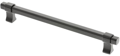 GTV - Möbelgriff IMPERIAL | Griff Griffe Möbelgriffe | Lange 22,6 cm| Bohrlochabstand 19,2 cm | ZnAl |Schwarz matt