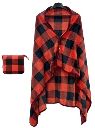 CENMOO Manta De Avión, Manta Multifuncional De 59/39 Pulgadas, Manta Plegable con Funda De Almohada Suave, Manta De Avión Compacta, Manta Ligera para Avión, Tren, Viajes, Camping
