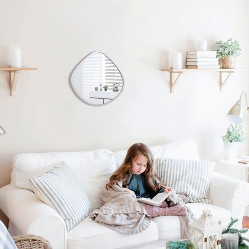 AOAOPQ Kleiner asymmetrischer Spiegel Unregelmäßiger Wandspiegel Holzgerahmte Wandspiegel Dekorative Spiegel für Schlafzimmer Wohnzimmer Eingangsbereich Splitter