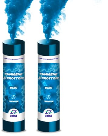 Planete Fumigene Fumigène à Main Bleu Allumage Frottoir 60 Secondes Lot de | Fumée Bleue Intense, Allumage Frottoir Facile, Durée 60 Secondes, Catégorie T1, Utilisation Main ou Sol, Conforme CE